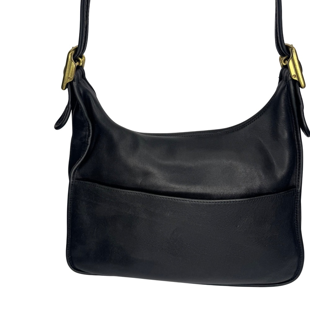 VTG Coach Black Leather Crescent Saddlebag Purse H1D-9718 Turn Lock Crossbody - Picture 5 of 14